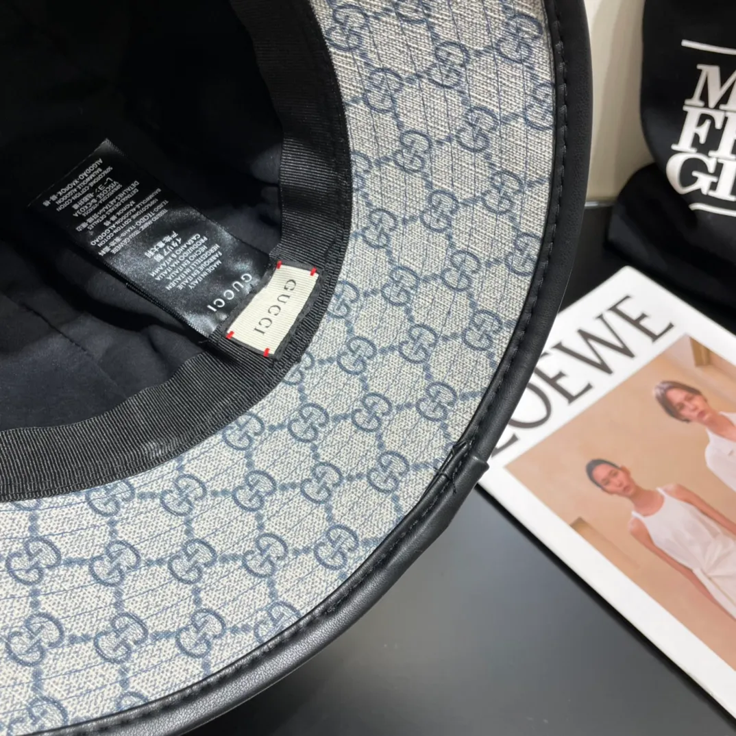 P66【GUCCI】🌸2023 official website is online simultaneously🎊 Korean version of the new British classic casual atmosphere customized model 1:1 original quality unisex fisherman hat three-dimensional jacquard geo-printed fabric high version quality🔥🔥🔥
