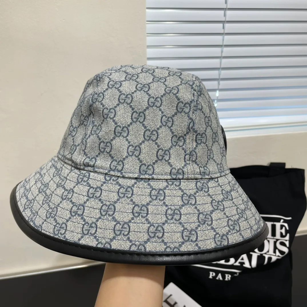 P66【GUCCI】🌸2023 official website is online simultaneously🎊 Korean version of the new British classic casual atmosphere customized model 1:1 original quality unisex fisherman hat three-dimensional jacquard geo-printed fabric high version quality🔥🔥🔥