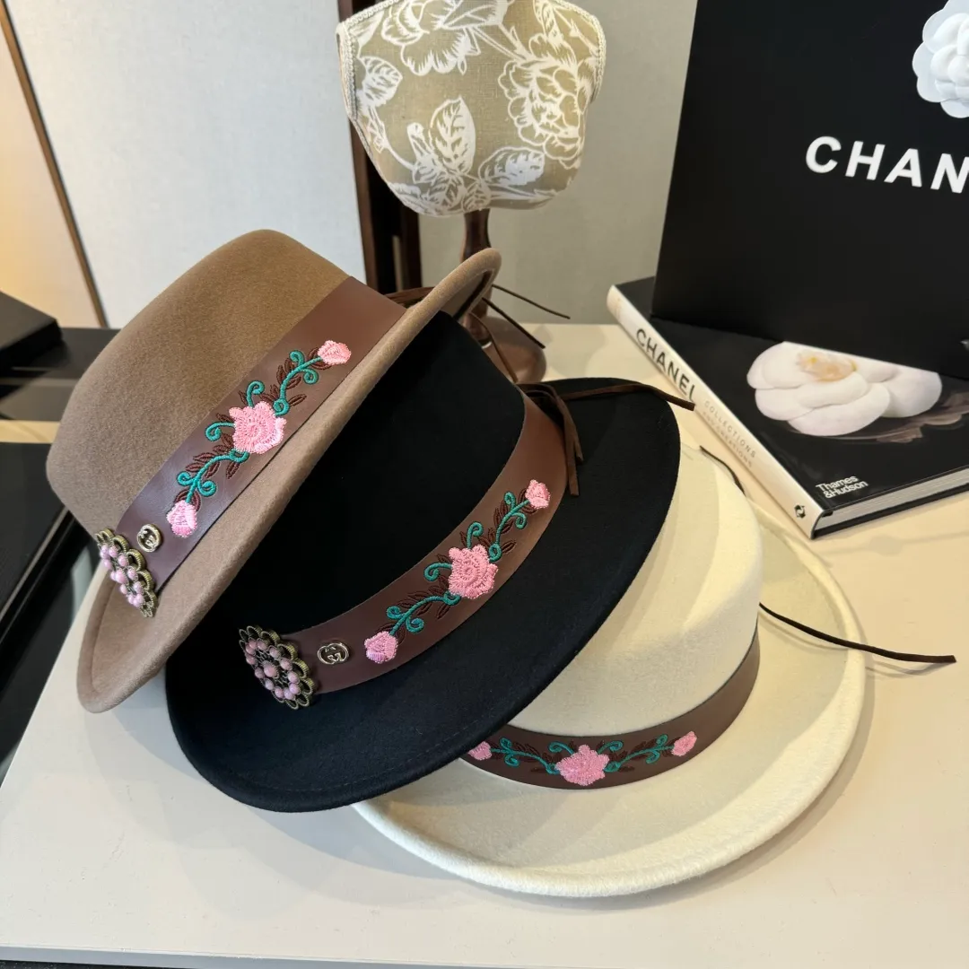 💰190¥ Gucci new wool top hat, flat top hat, 100% wool fabric 🦙%, head circumference 57cm