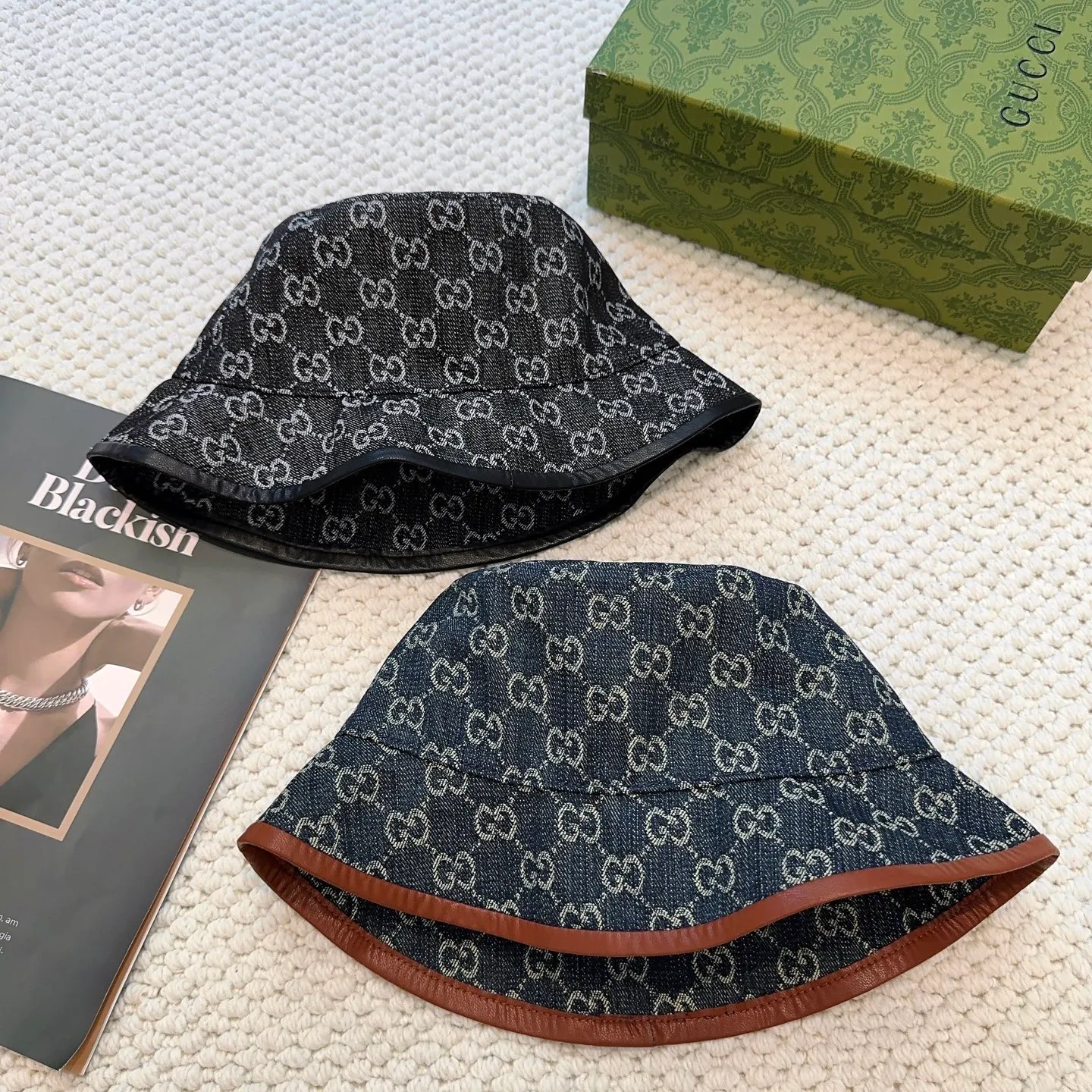 P80 original quality GUCCI Gucci bucket hat 👒Official website new product Gucci bucket hat is coming. The craftsmanship is very exquisite, high-end and classy! Low-key luxury, easy to carry! Running volume!
