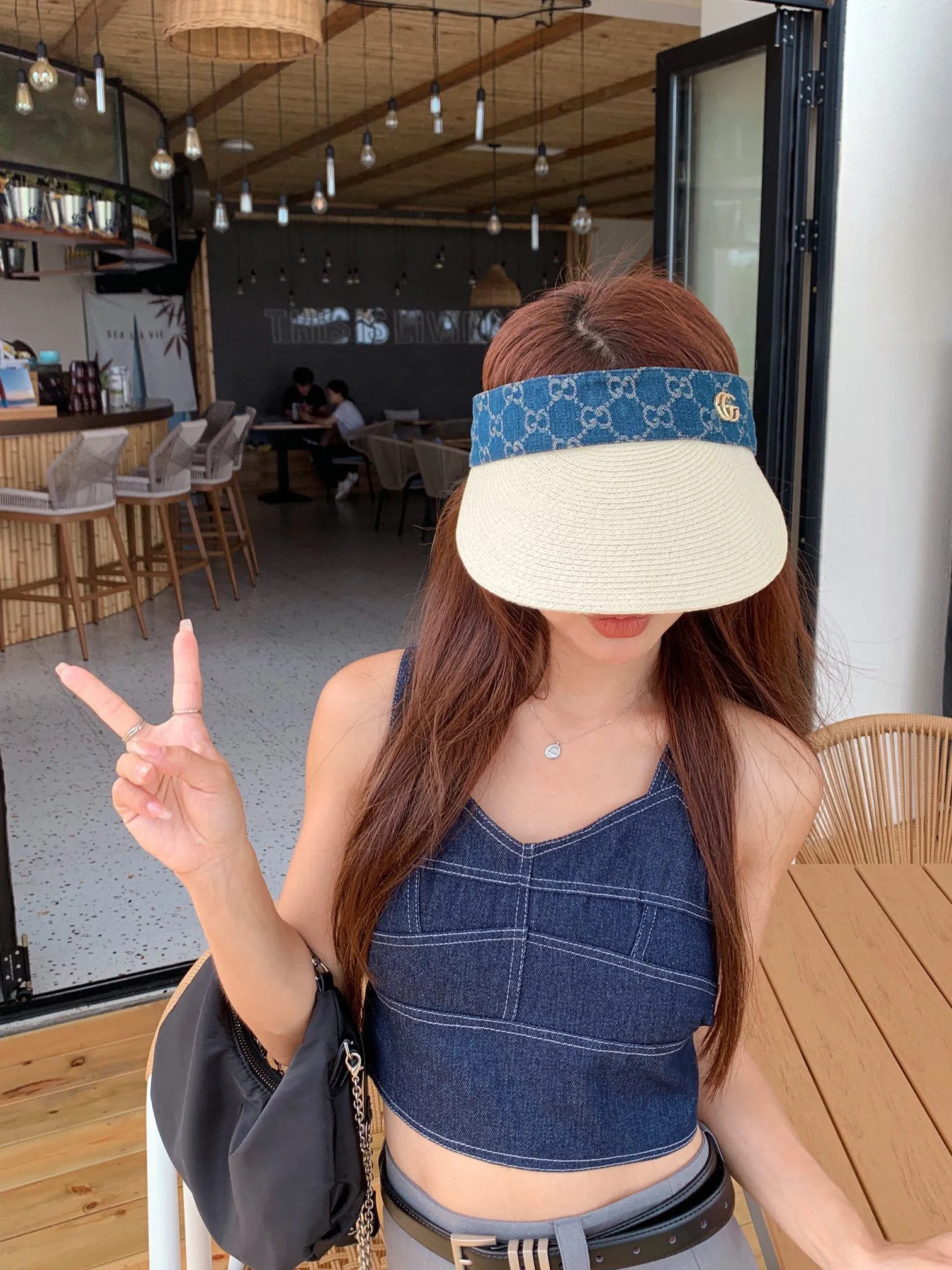 💰100¥ Gucci straw hat, empty top straw hat, adjustable