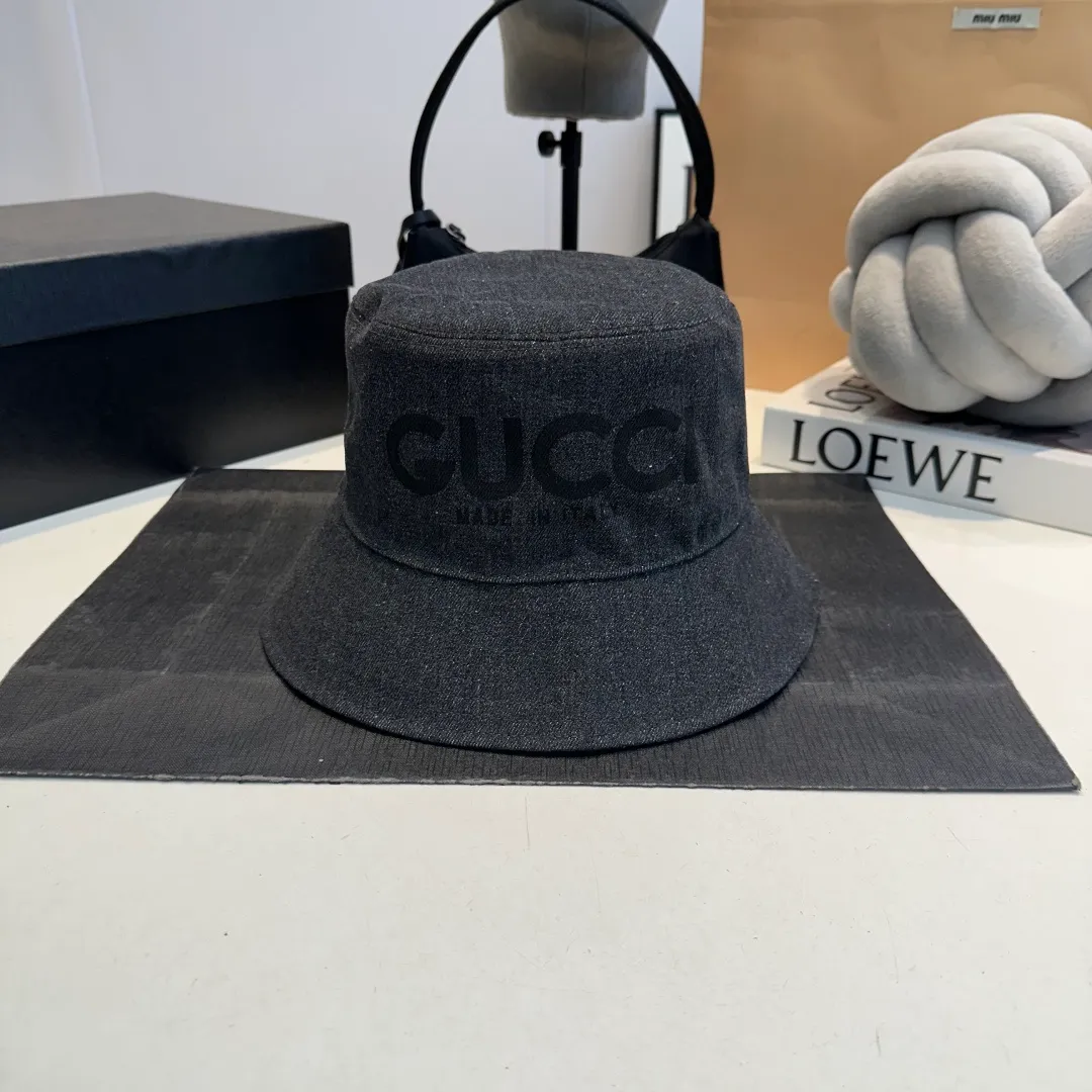 P80 GUCCI Gucci 2025 counter new washed denim fisherman hat, very trendy! Casual and sports style, classic production, super easy to match!