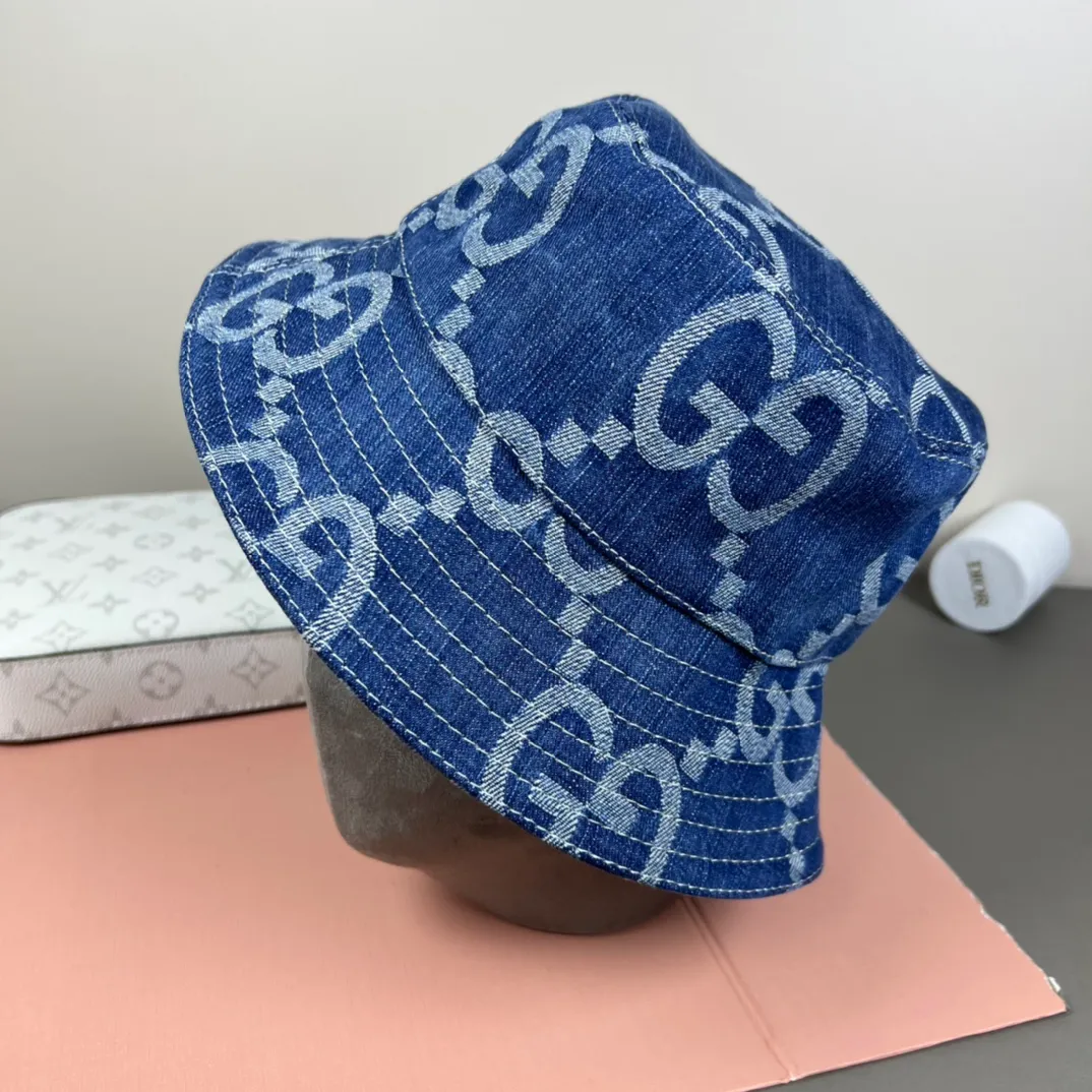 120💰GUCCI 2025 counter new jacquard denim fisherman hat, very trendy! Casual and sports style, classic production, super easy to match! Look small