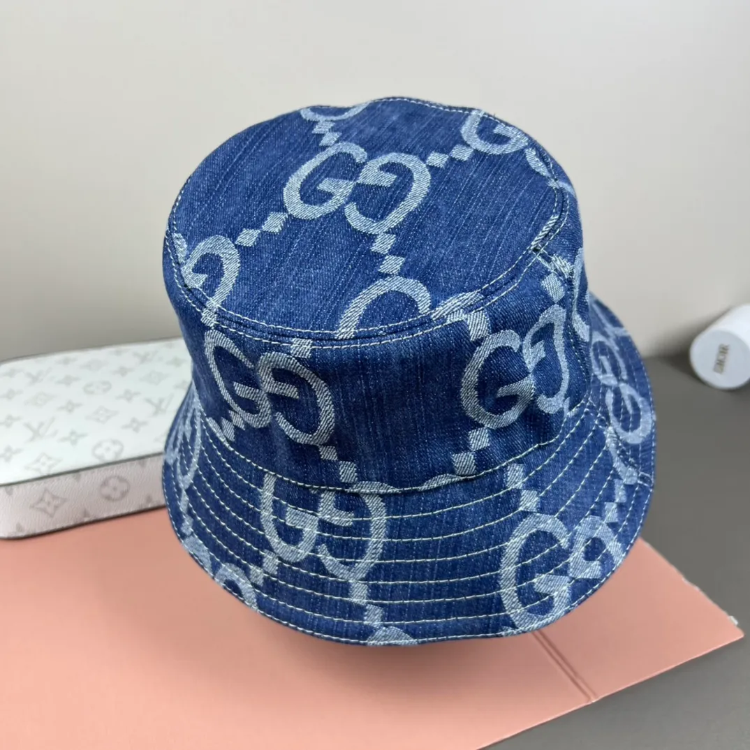 120💰GUCCI 2025 counter new jacquard denim fisherman hat, very trendy! Casual and sports style, classic production, super easy to match! Look small