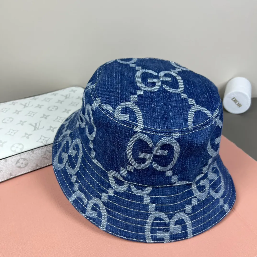 120💰GUCCI 2025 counter new jacquard denim fisherman hat, very trendy! Casual and sports style, classic production, super easy to match! Look small