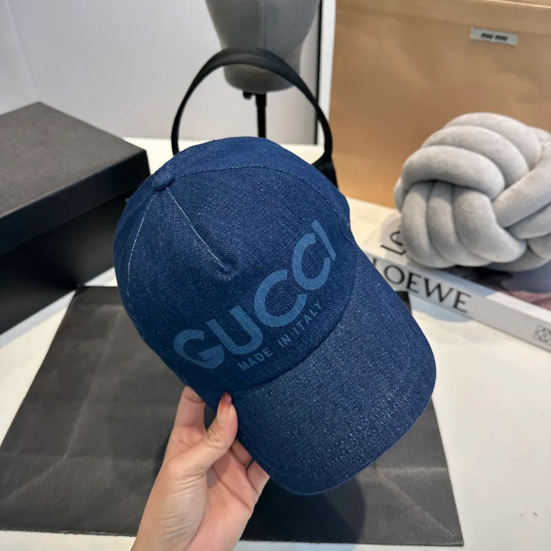 P80 GUCCI 2025 new washed denim baseball cap at the counter, very trendy! Casual and sports style, classic production, super easy to match!