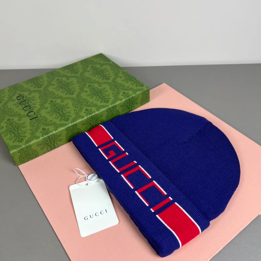 P50 with dust bag GUCCI Gucci original single hat official website new hairband decorative knitted hat, love][love] wool cashmere double-layer hat😱😘warm and fashionable, simple and elegant, more fashionable and high-end!