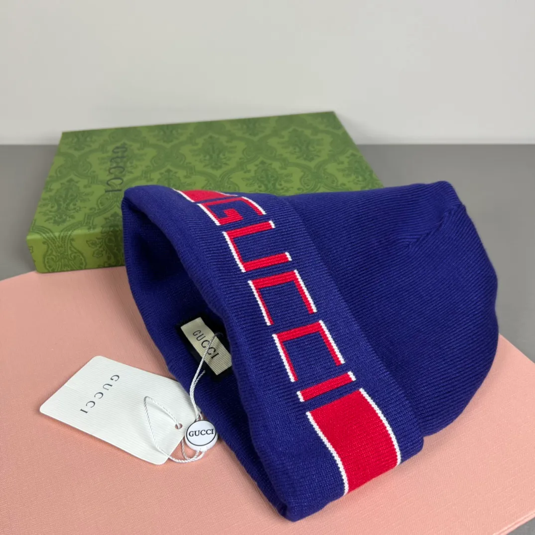 P50 with dust bag GUCCI Gucci original single hat official website new hairband decorative knitted hat, love][love] wool cashmere double-layer hat😱😘warm and fashionable, simple and elegant, more fashionable and high-end!