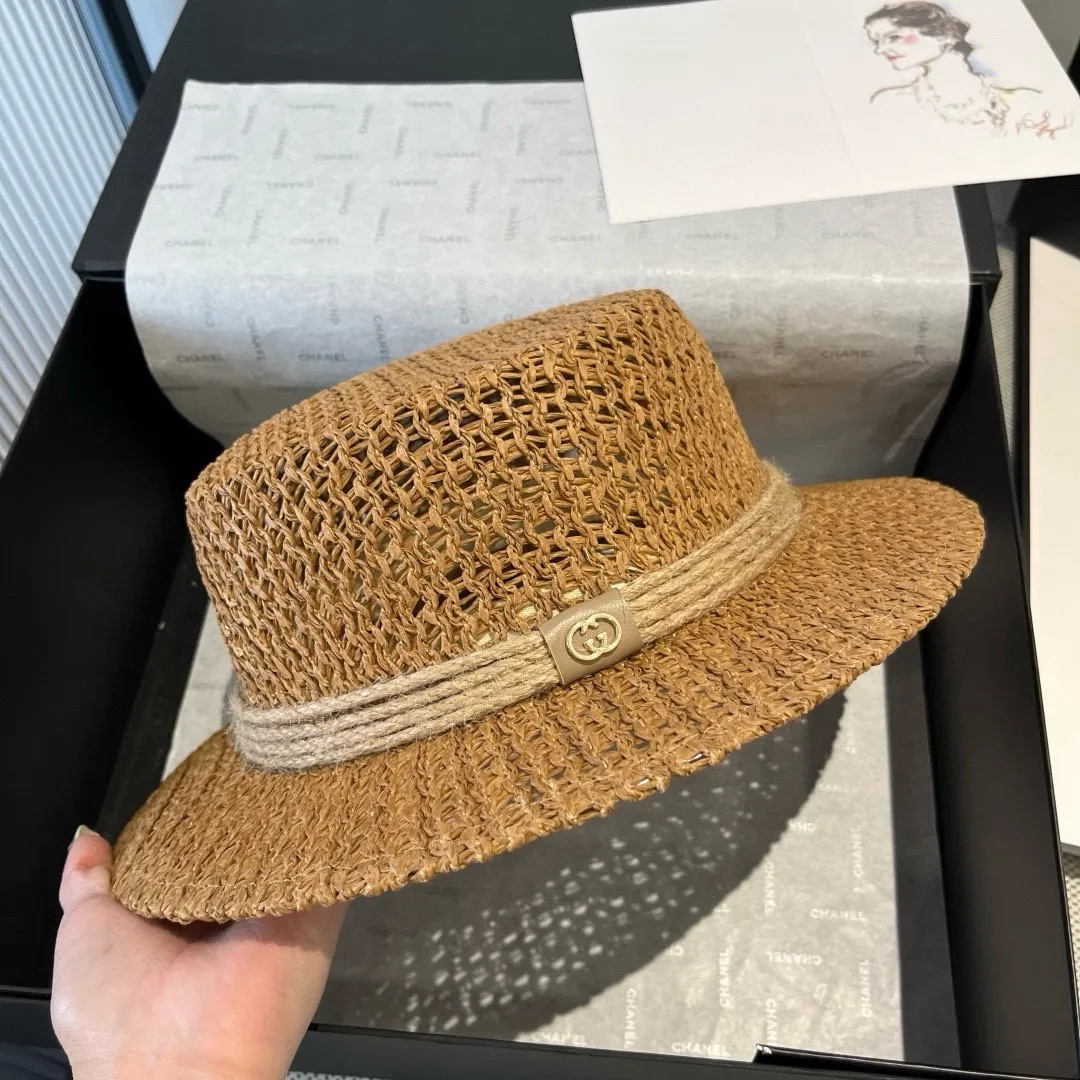 💰120¥ Gucci flat top hat, hollow sun hat, small top hat, head circumference 57cm
