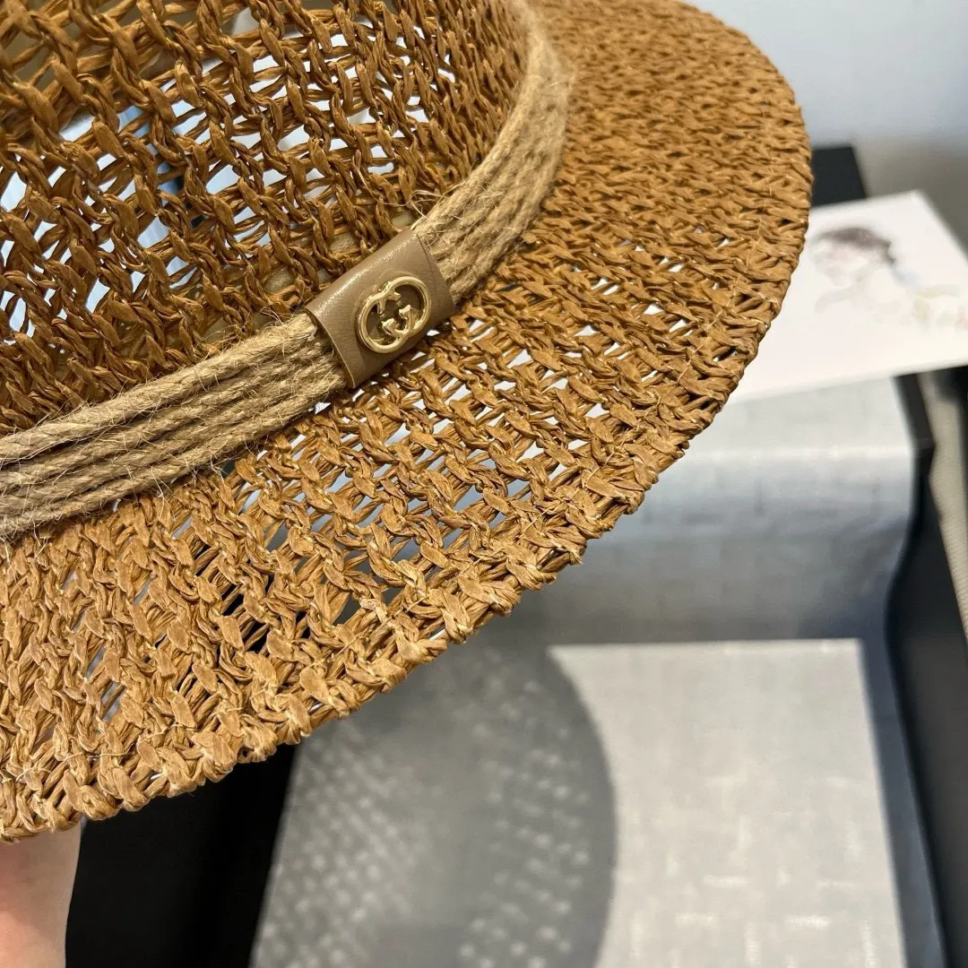 💰120¥ Gucci flat top hat, hollow sun hat, small top hat, head circumference 57cm
