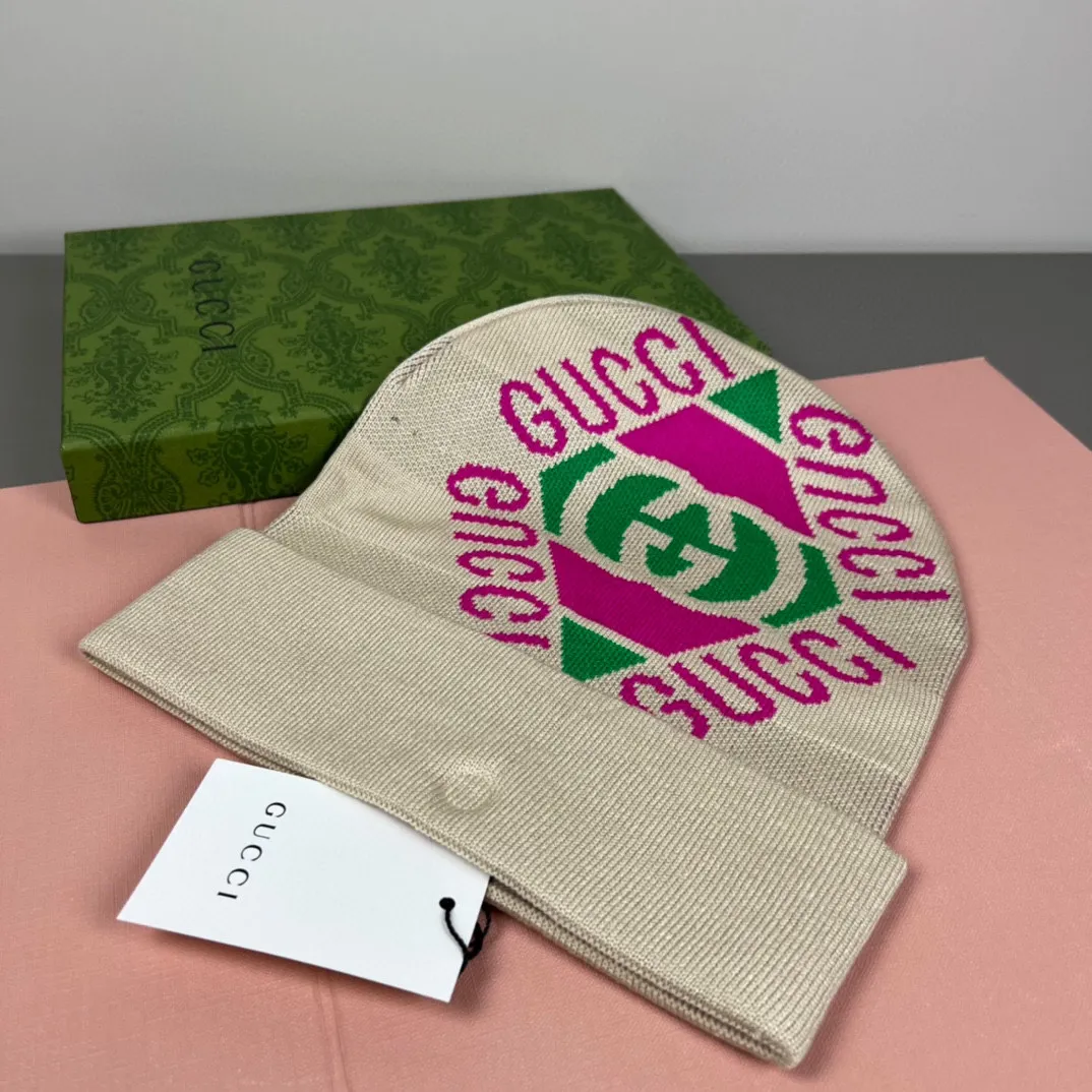 P44 with dust bag GUCCI original single hat official website new hairband decorative knitted hat, love] [love] wool cashmere double-layer hat 😱😘 warm and fashionable, simple and elegant, more fashionable and high-end!
