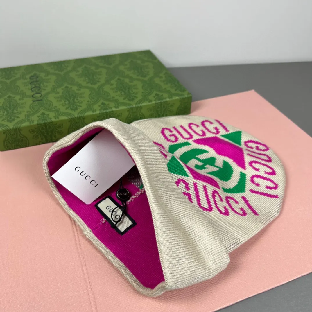 P44 with dust bag GUCCI original single hat official website new hairband decorative knitted hat, love] [love] wool cashmere double-layer hat 😱😘 warm and fashionable, simple and elegant, more fashionable and high-end!