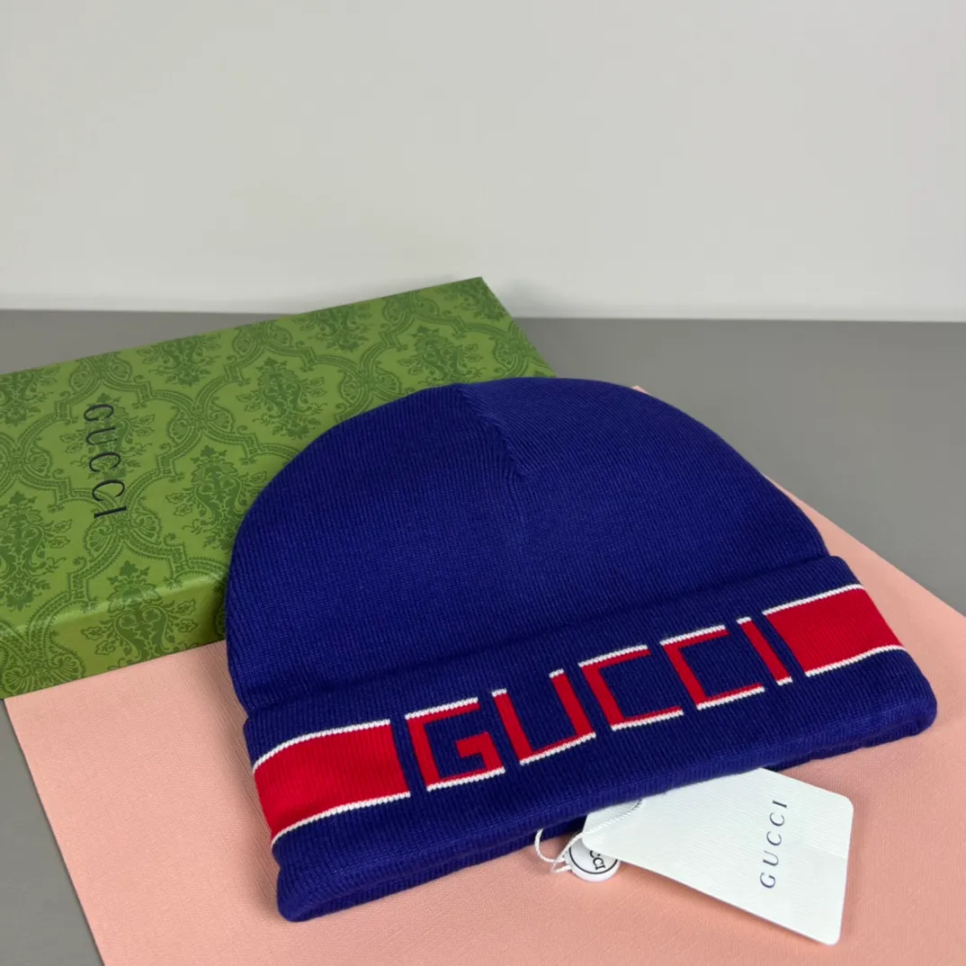 P50 with dust bag GUCCI Gucci original single hat official website new hairband decorative knitted hat, love][love] wool cashmere double-layer hat😱😘warm and fashionable, simple and elegant, more fashionable and high-end!