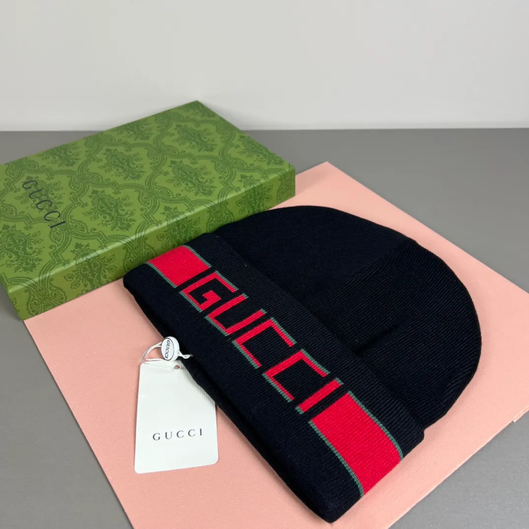 P50 with dust bag GUCCI Gucci original single hat official website new hairband decorative knitted hat, love][love] wool cashmere double-layer hat😱😘warm and fashionable, simple and elegant, more fashionable and high-end!