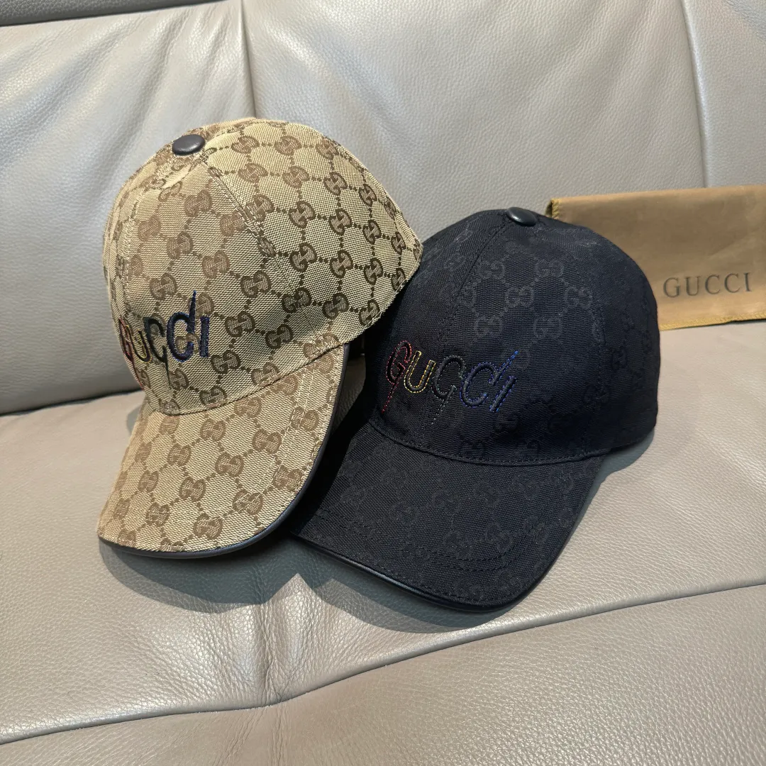 P90, Gucci's new original baseball cap, artistic word embroidery, 1:1 mold customization, heavy embroidery, details comparable to those at counters, original canvas fabric + first-layer cowhide, pure cotton lining, great quality! The first choice for handsome men and beautiful women, fashionable and versatile. Basic head circumference 56, adjustable patch