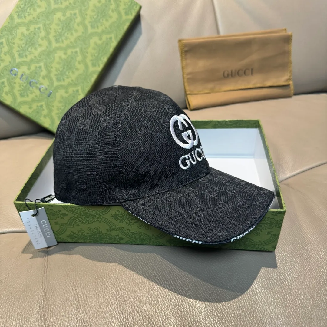 P90, Gucci (Gucci) new original baseball cap, GUCCI embroidery, 1:1 mold customization, heavy embroidery, details comparable to counters, original canvas fabric + first-layer cowhide, excellent quality! The first choice for handsome men and beautiful women, fashionable and versatile. The basic head circumference is 56cm, and the patch is adjustable.