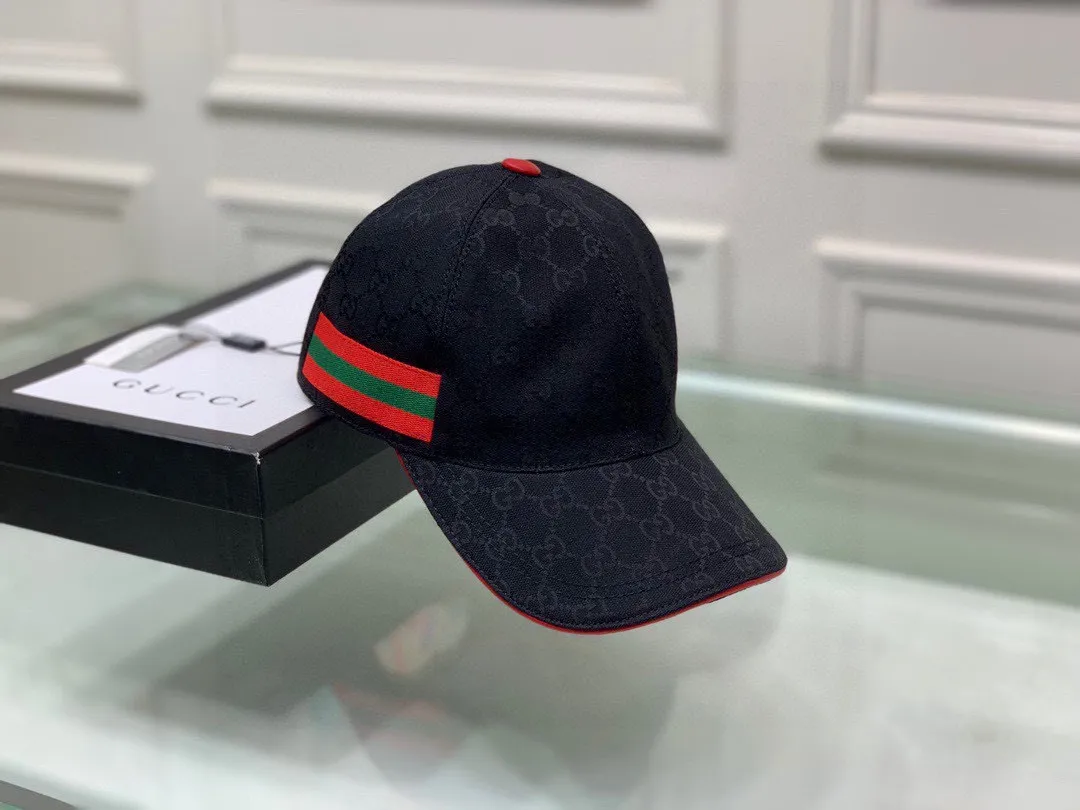 🉐110 😄Gucci (Gucci) classic original baseball cap, three-color webbing, 1:1 mold customization, original canvas + first-layer cowhide, red leather edge, handsome and fashionable, popular on behalf of purchase, versatile style for men and women, great quality! The basic head circumference is 56cm, and the patch is adjustable.