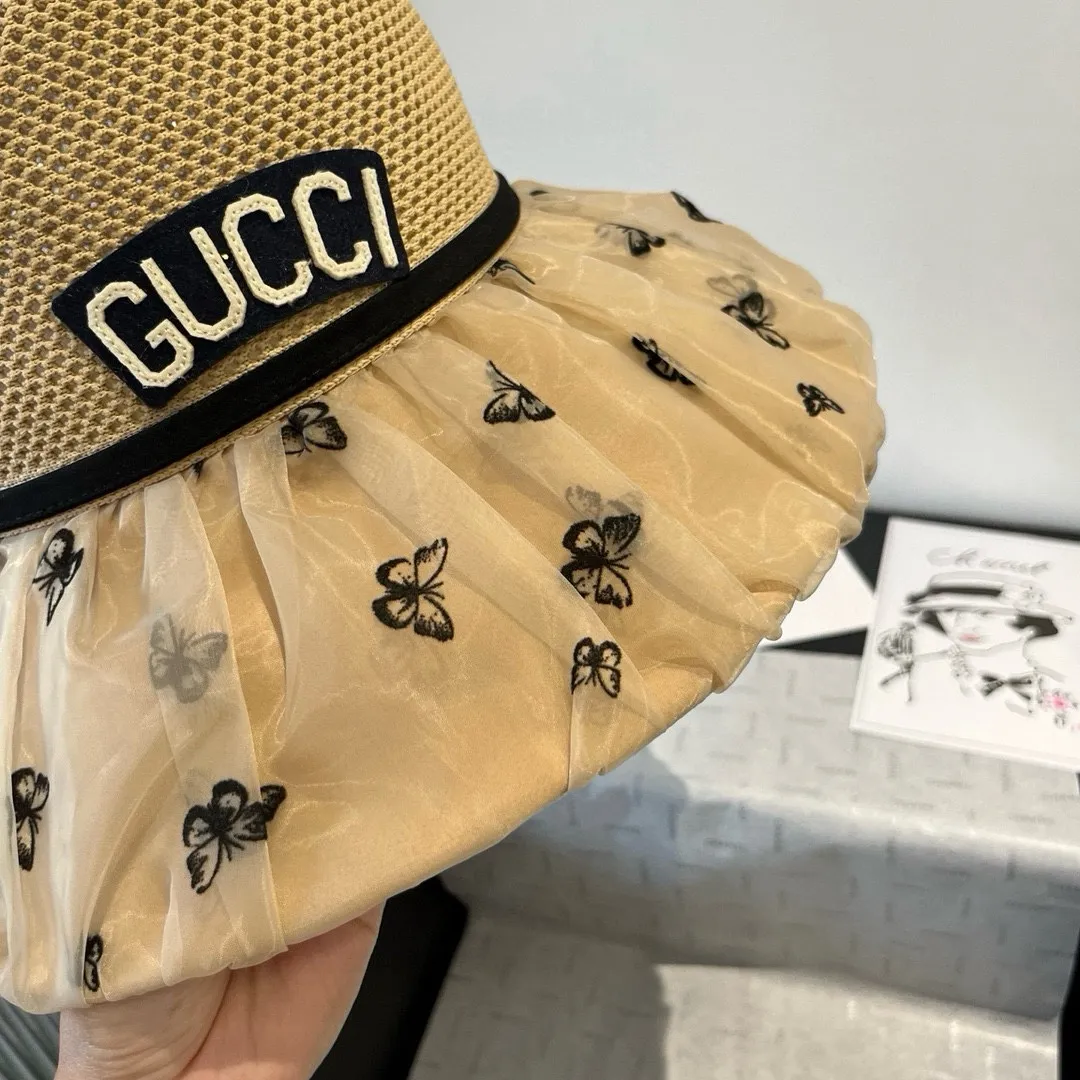💰120¥ Gucci new lantern hat, sunshade straw hat, anti-UV brim, head circumference 57cm