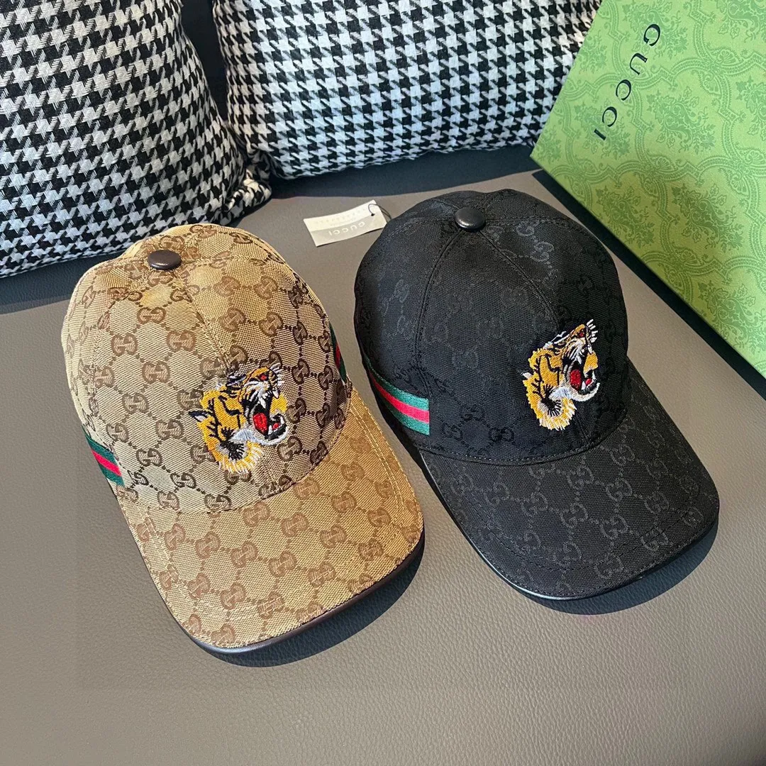 🉐100, Gucci (Gucci) new original baseball cap, tiger head embroidery, 1:1 mold customization, heavy embroidery, details comparable to counters, original canvas fabric + first-layer cowhide, excellent quality! The first choice for handsome men and beautiful women, fashionable and versatile. The basic head circumference is 56cm, and the patch is adjustable.
