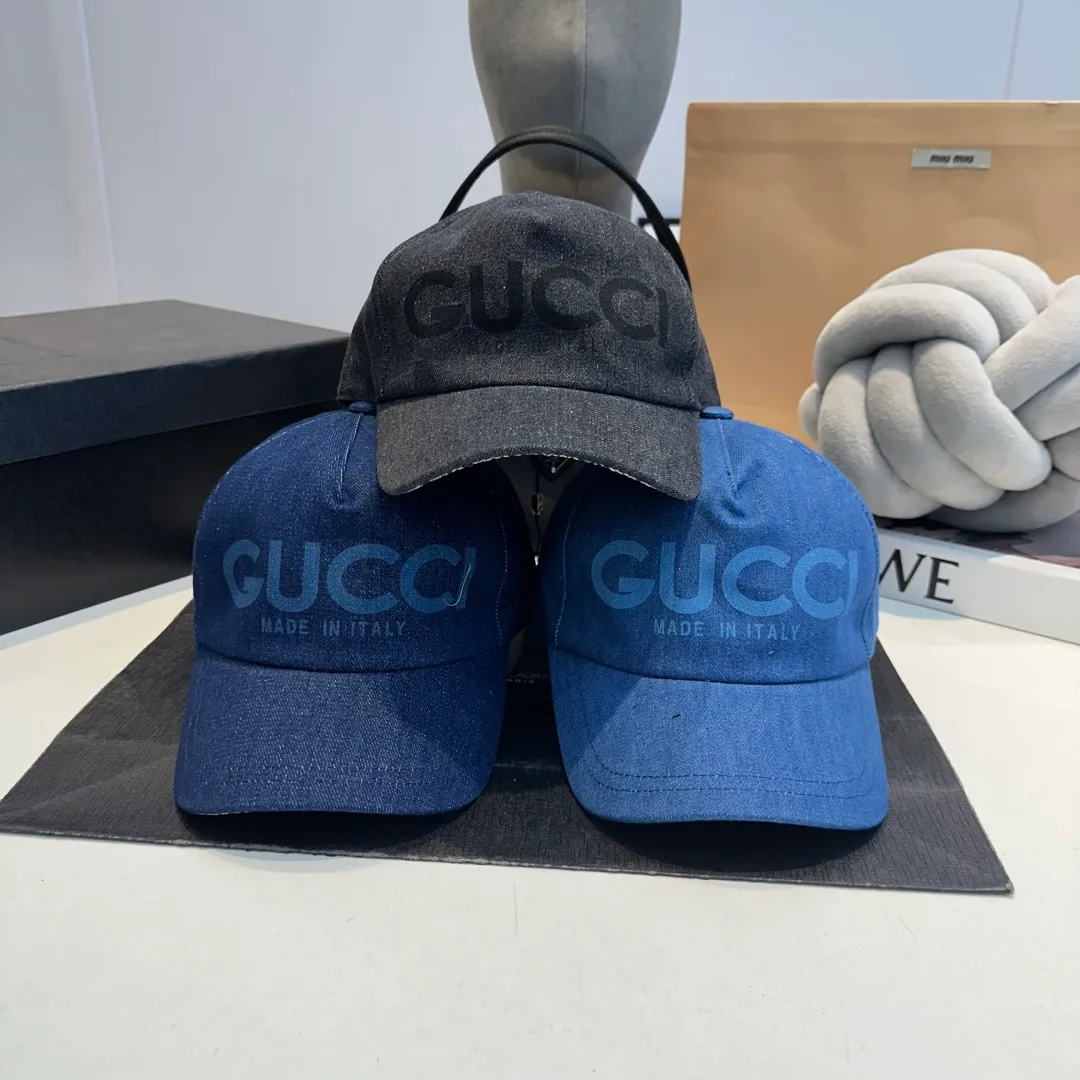 P80 GUCCI 2025 new washed denim baseball cap at the counter, very trendy! Casual and sports style, classic production, super easy to match!