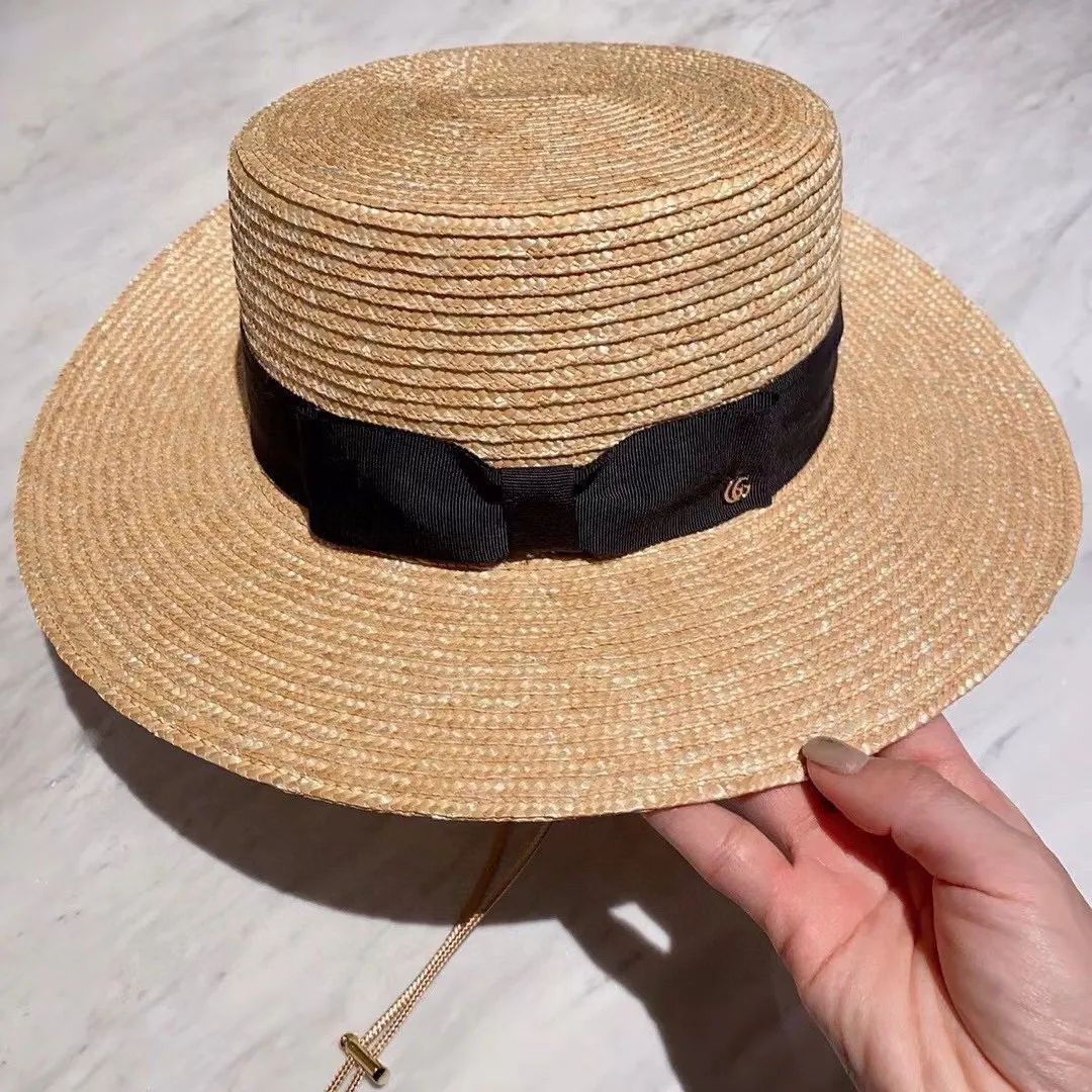 💰140¥ Gucci Gucci leather straw hat, thin straw hat, easy to carry, high-end customization, head circumference 57cm, khaki two colors