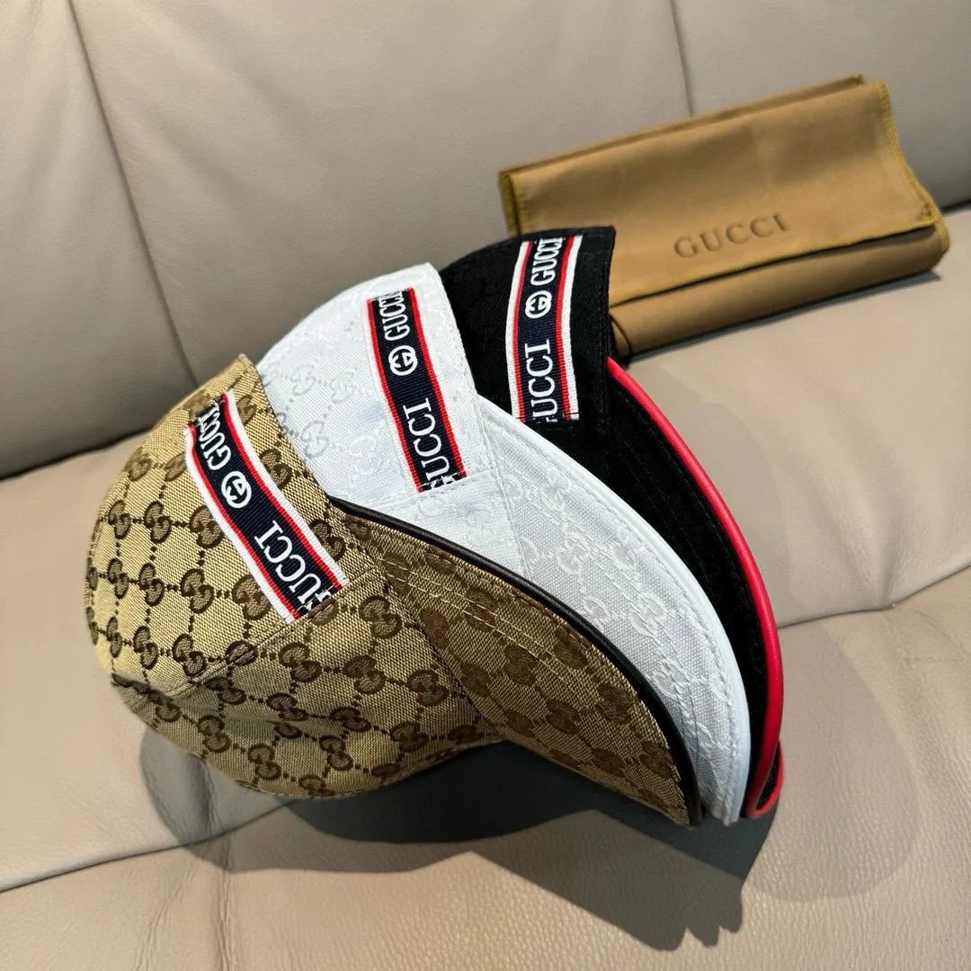 p90., Gucci's new original baseball cap, logo webbing, 1:1 mold opening and customization at the counter, original canvas fabric + first-layer cowhide, light and breathable! The basic head circumference is 56cm, and the patch is adjustable.