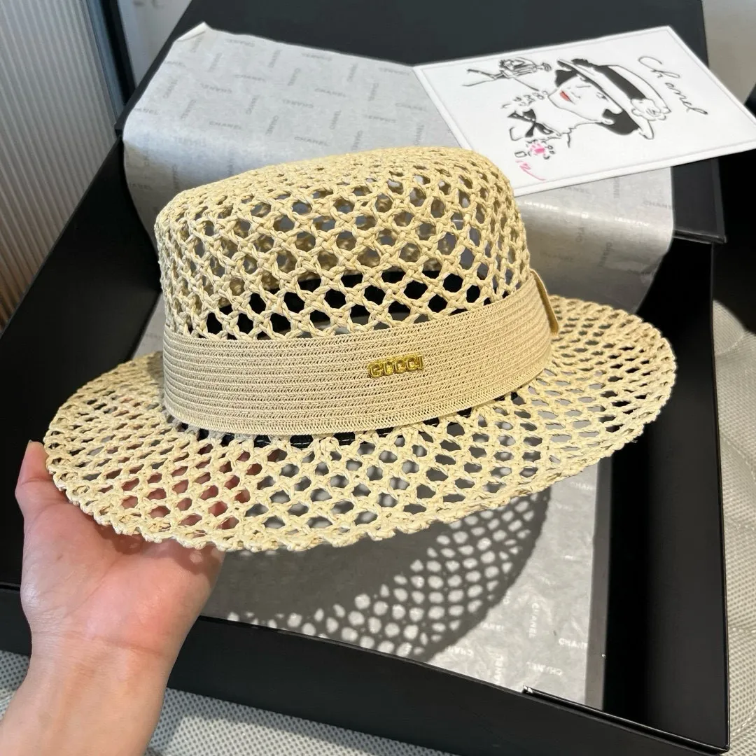 💰150¥ Gucci flat top hat, hollow sun hat, small top hat, head circumference 57cm