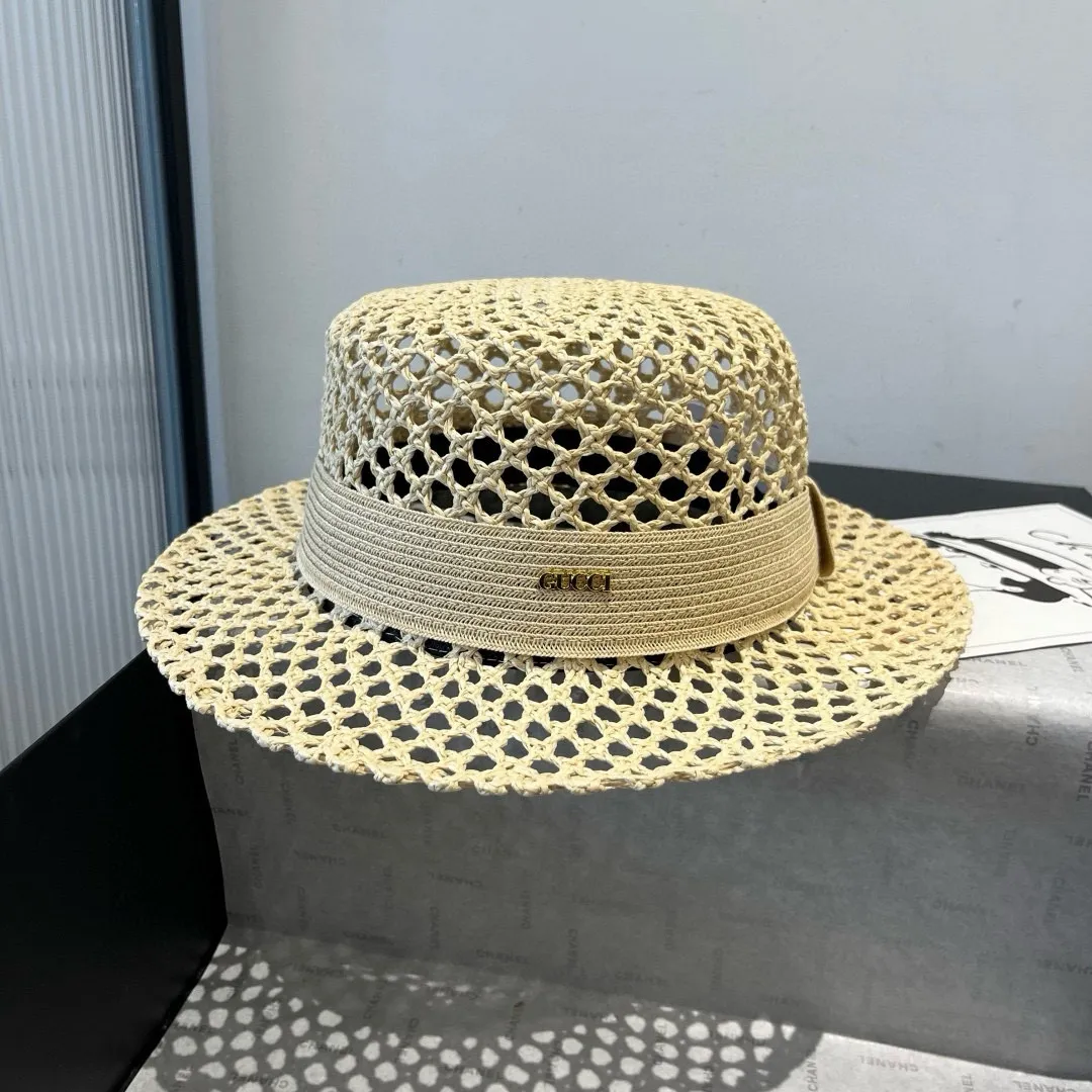 💰150¥ Gucci flat top hat, hollow sun hat, small top hat, head circumference 57cm