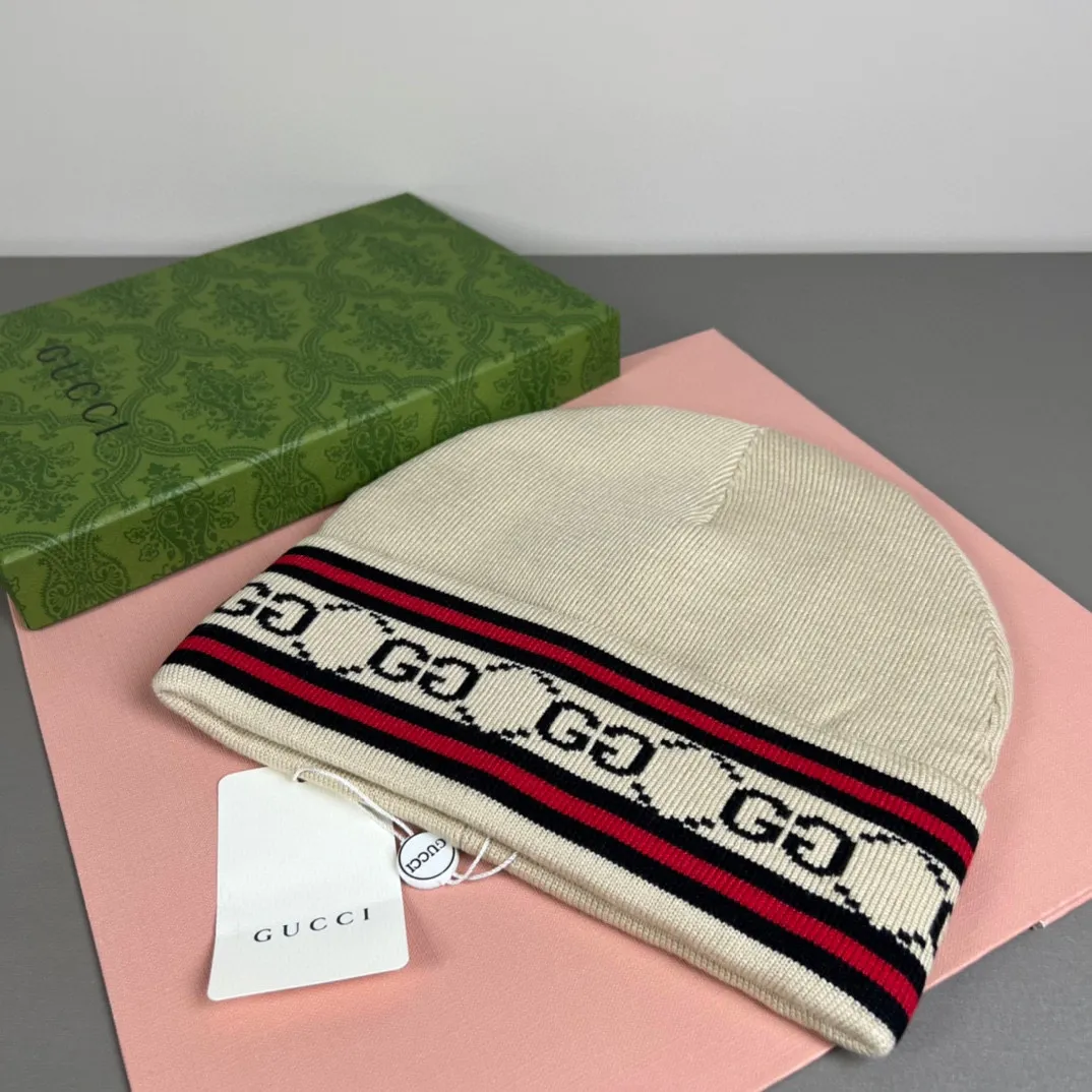 P50 with dust bag GUCCI Gucci original single hat official website new hairband decorative knitted hat, love][love] wool cashmere double-layer hat😱😘warm and fashionable, simple and elegant, more fashionable and high-end!