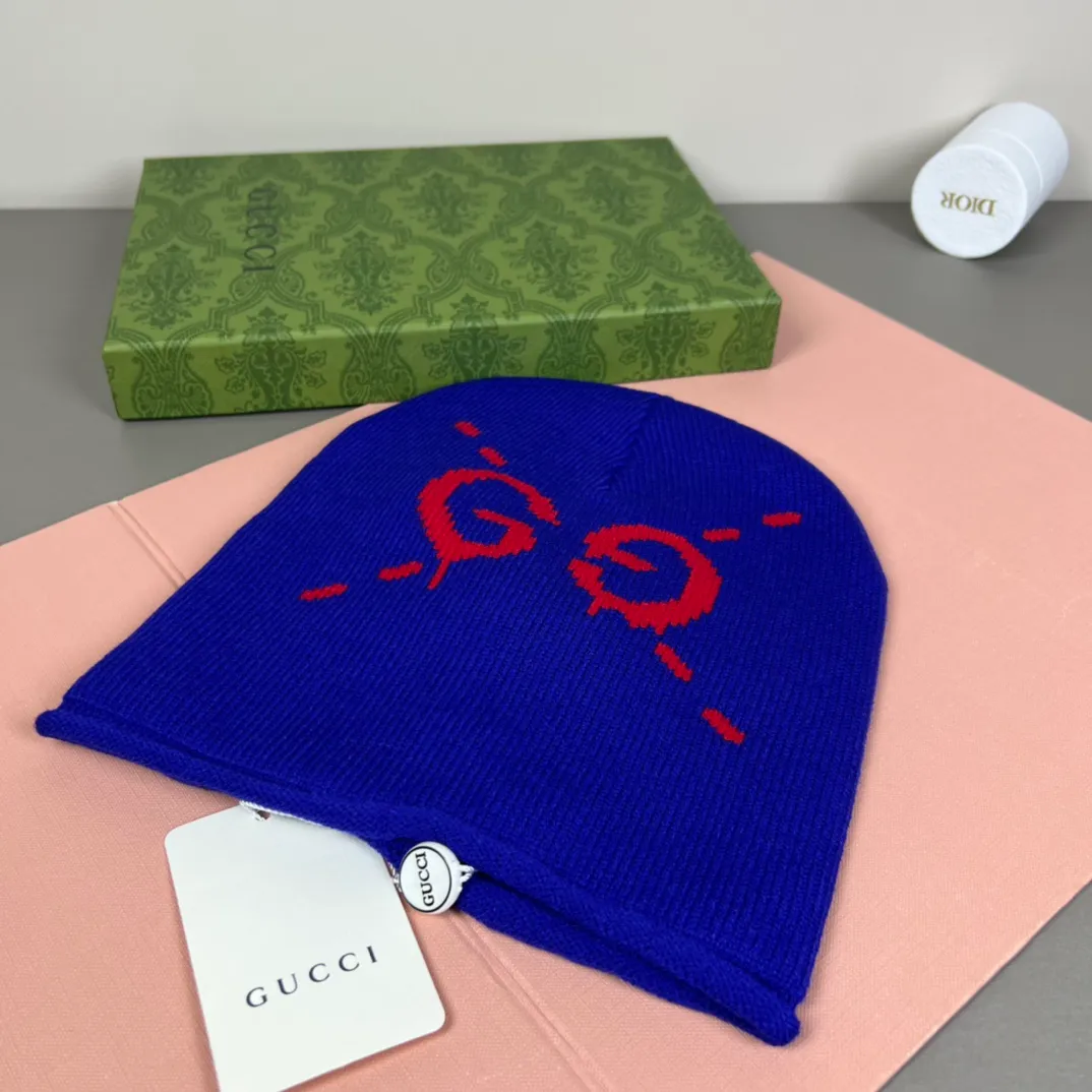 P46 with dust bag GUCCI Gucci original single hat official website new hairband decorative knitted hat, love][love] wool cashmere double-layer hat😱😘warm and fashionable, simple and elegant, more fashionable and high-end!