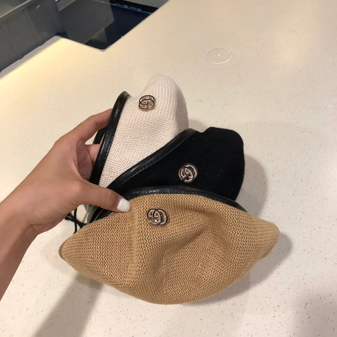 💰70 GUCCI Gucci celebrity Song Qian’s same style beret, hollow, breathable and versatile, double GG, artistic temperament, painter’s hat