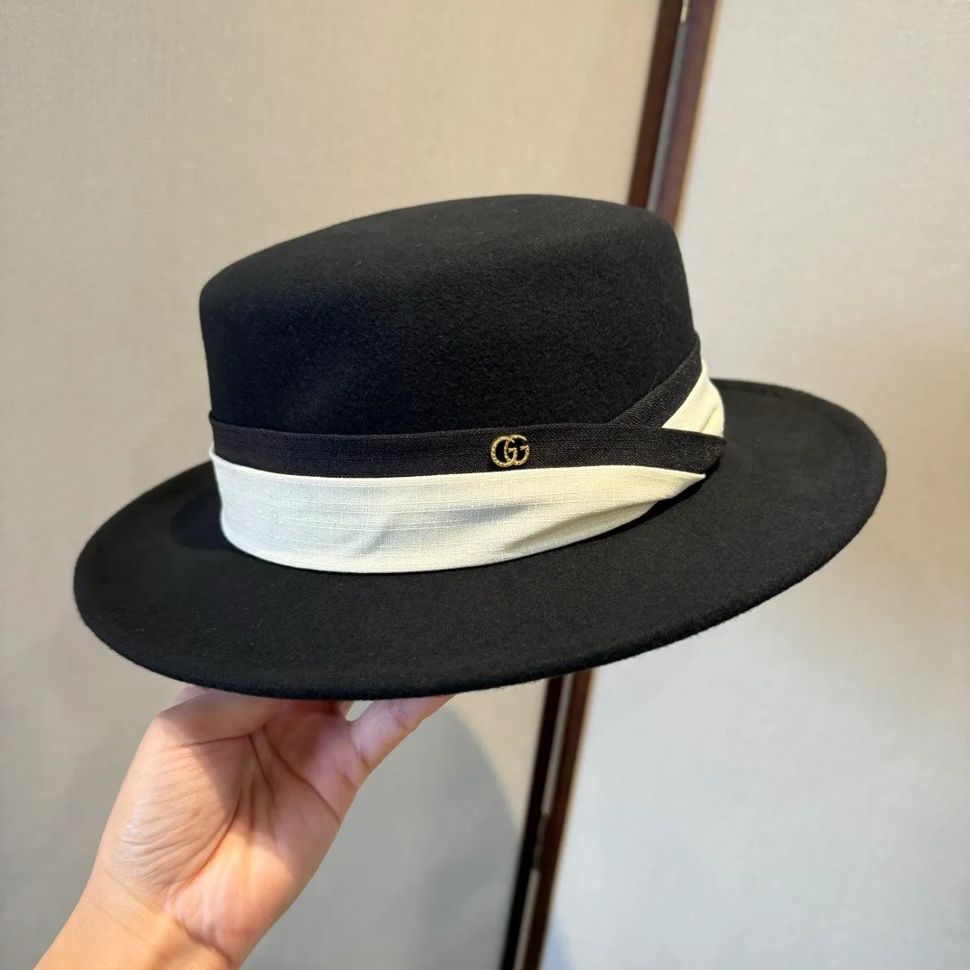 💰180¥ Gucci new wool top hat, flat top hat, 100% wool fabric 🦙%, head circumference 57cm