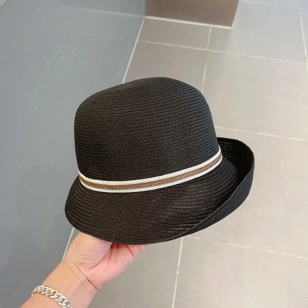 💰120¥ Gucci new straw hat, rolled edge sun hat, black and khaki, head circumference 57cm