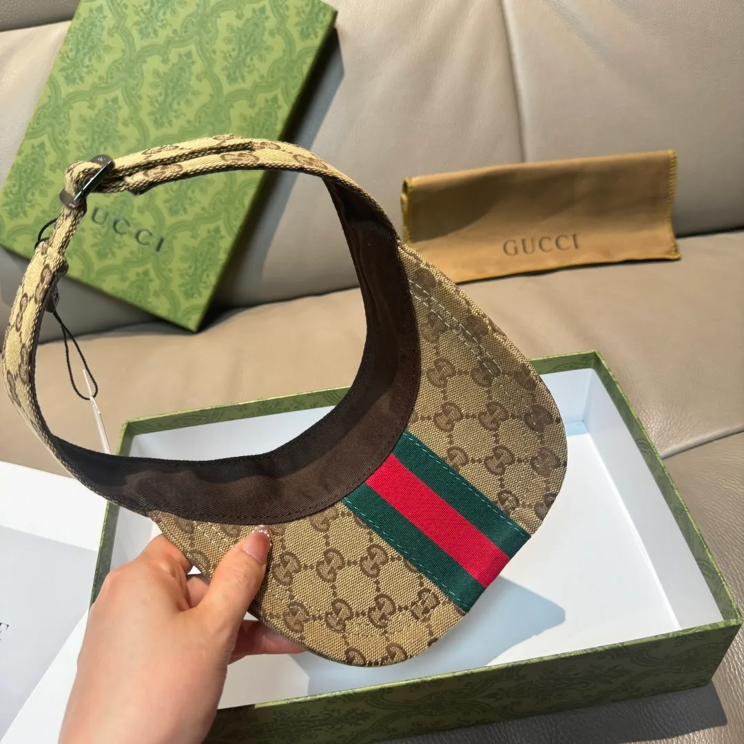 P90 original version shipped!   , Gucci (Gucci) latest original single wide version of the empty hat with webbing. 1:1 mold opening and customization at the counter, the highest version, original canvas fabric, light and breathable! Photographed in real life, suitable for men and women in all seasons, basic head circumference 56cm, adjustable patches.