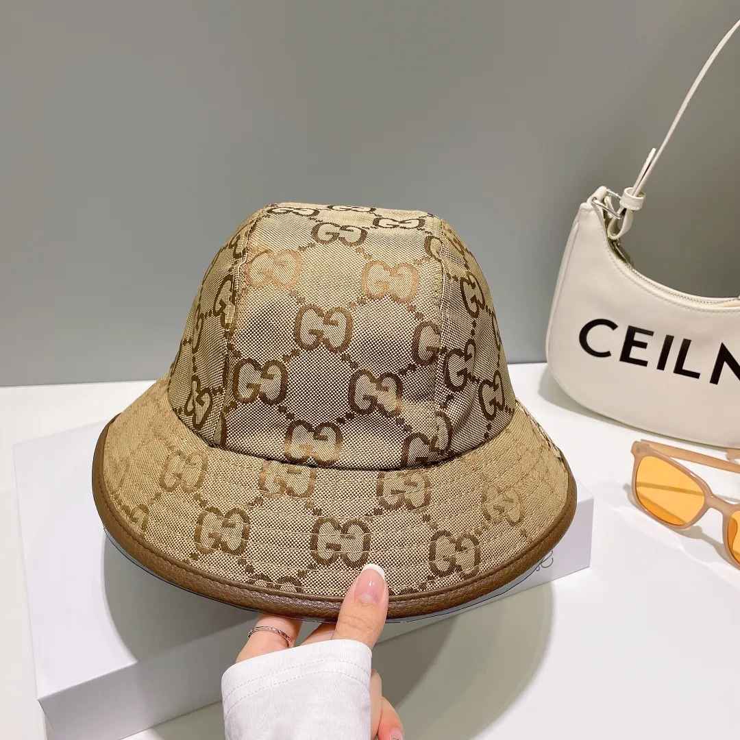 P70💰 High version GUCCI leather bucket hat synchronized with counters, hot shipments, super beautiful and easy to match, simple and elegant