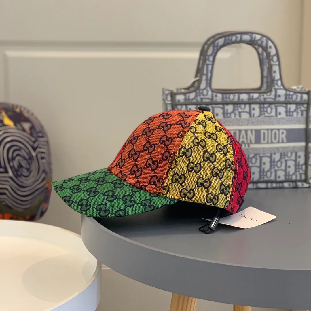 P80 2021 GUCCI Baseball Cap🧢Colorful stitching casual style, low-key luxury, super fashionable colors, trendy and versatile