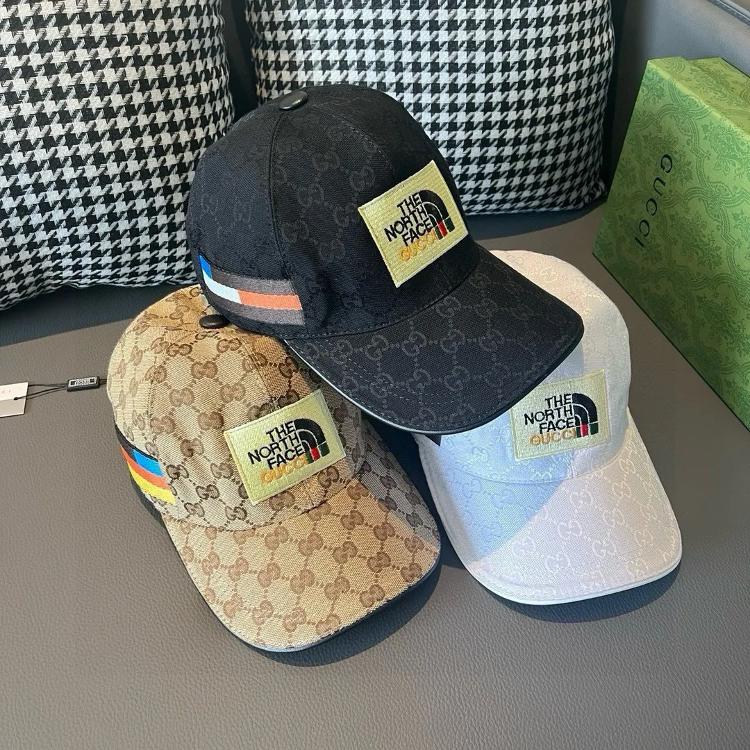 P90, Gucci's new original baseball cap, North Face embroidery! Counter 1:1, imported canvas + first-layer cowhide, popular for purchasing, versatile style for men and women, great quality! The basic head circumference is 56cm, and the patch is adjustable.