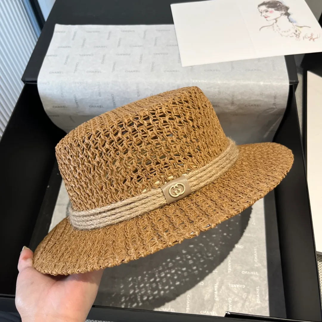 💰120¥ Gucci flat top hat, hollow sun hat, small top hat, head circumference 57cm