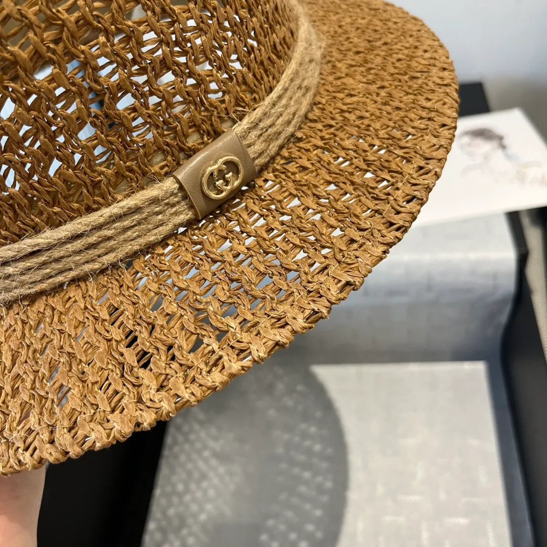 💰120¥ Gucci flat top hat, hollow sun hat, small top hat, head circumference 57cm