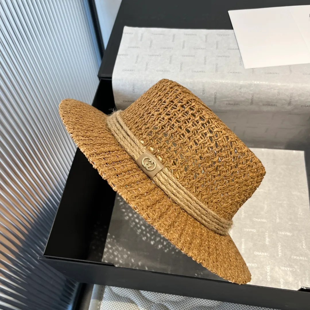 💰120¥ Gucci flat top hat, hollow sun hat, small top hat, head circumference 57cm