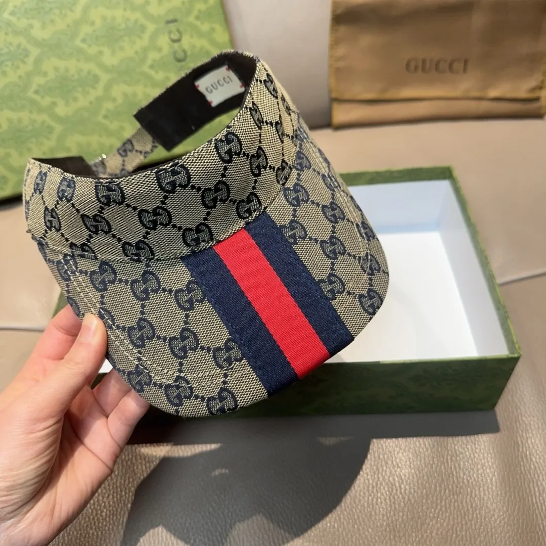 P90 original version shipped!   , Gucci (Gucci) latest original single wide version of the empty hat with webbing. 1:1 mold opening and customization at the counter, the highest version, original canvas fabric, light and breathable! Photographed in real life, suitable for men and women in all seasons, basic head circumference 56cm, adjustable patches.