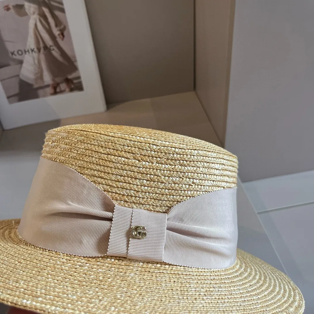 💰170¥ Gucci new flat top hat, straw hat, head circumference 57cm