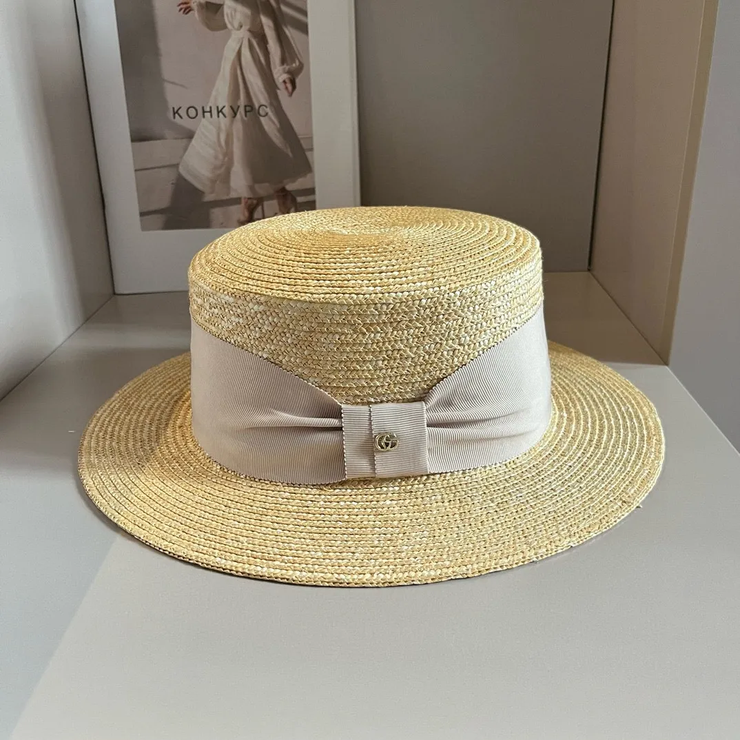 💰170¥ Gucci new flat top hat, straw hat, head circumference 57cm