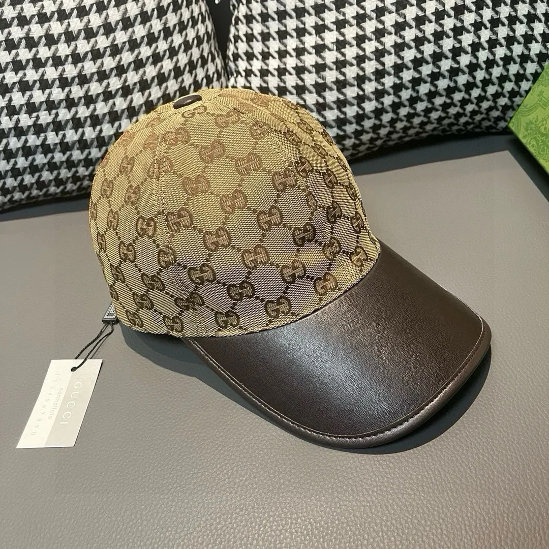 Batch 90, Gucci (Gucci) new original baseball cap, canvas and leather, best-selling model at the counter, 1:1 mold customization, original canvas fabric + first-layer cowhide, fashionable and handsome! The quality is great, the basic head circumference is 56cm, and the patch is adjustable.