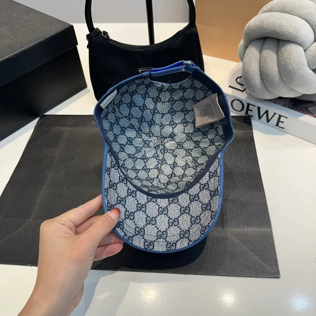 P80 GUCCI 2025 new washed denim baseball cap at the counter, very trendy! Casual and sports style, classic production, super easy to match!