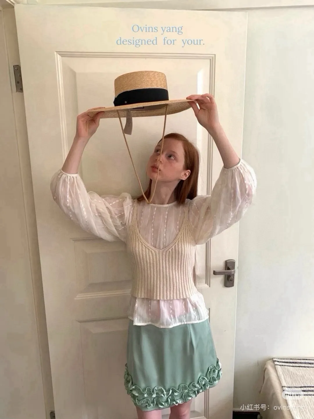 💰160¥ Gucci flat-top straw hat. Advanced customization