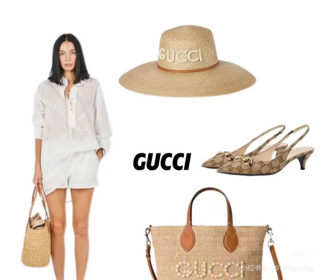 🆕New arrival ꫛꫀꪝ ❥—— 🪄Custom-made wheat straw hat with the same style as GUCCI counter 🖤 Retro French romantic style ✌️A must-have item for travel and vacation photos 📸Super production