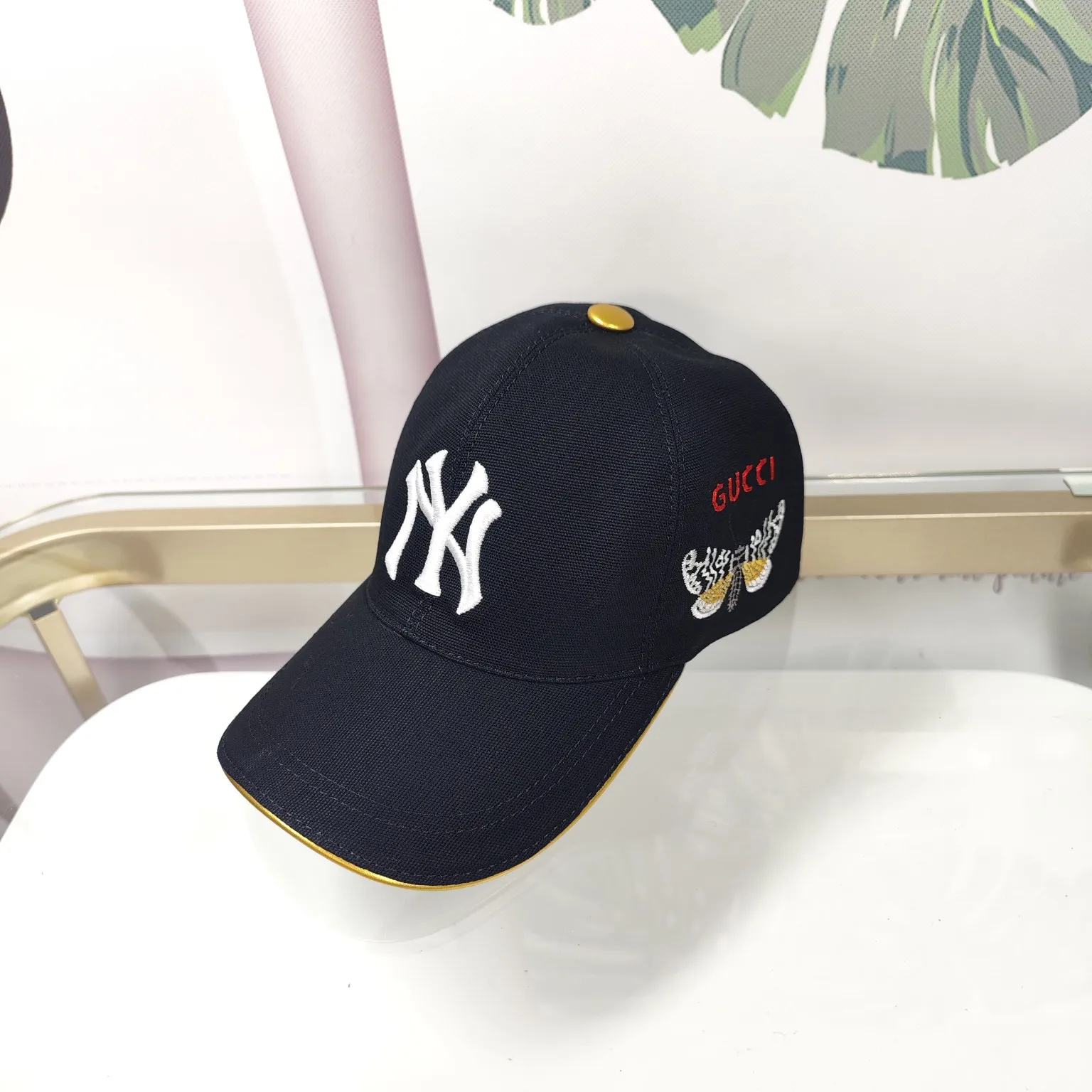 Batch 90, high quality, GUCCI co-branded NY high version original single embroidery🦋Butterfly official website same baseball cap
