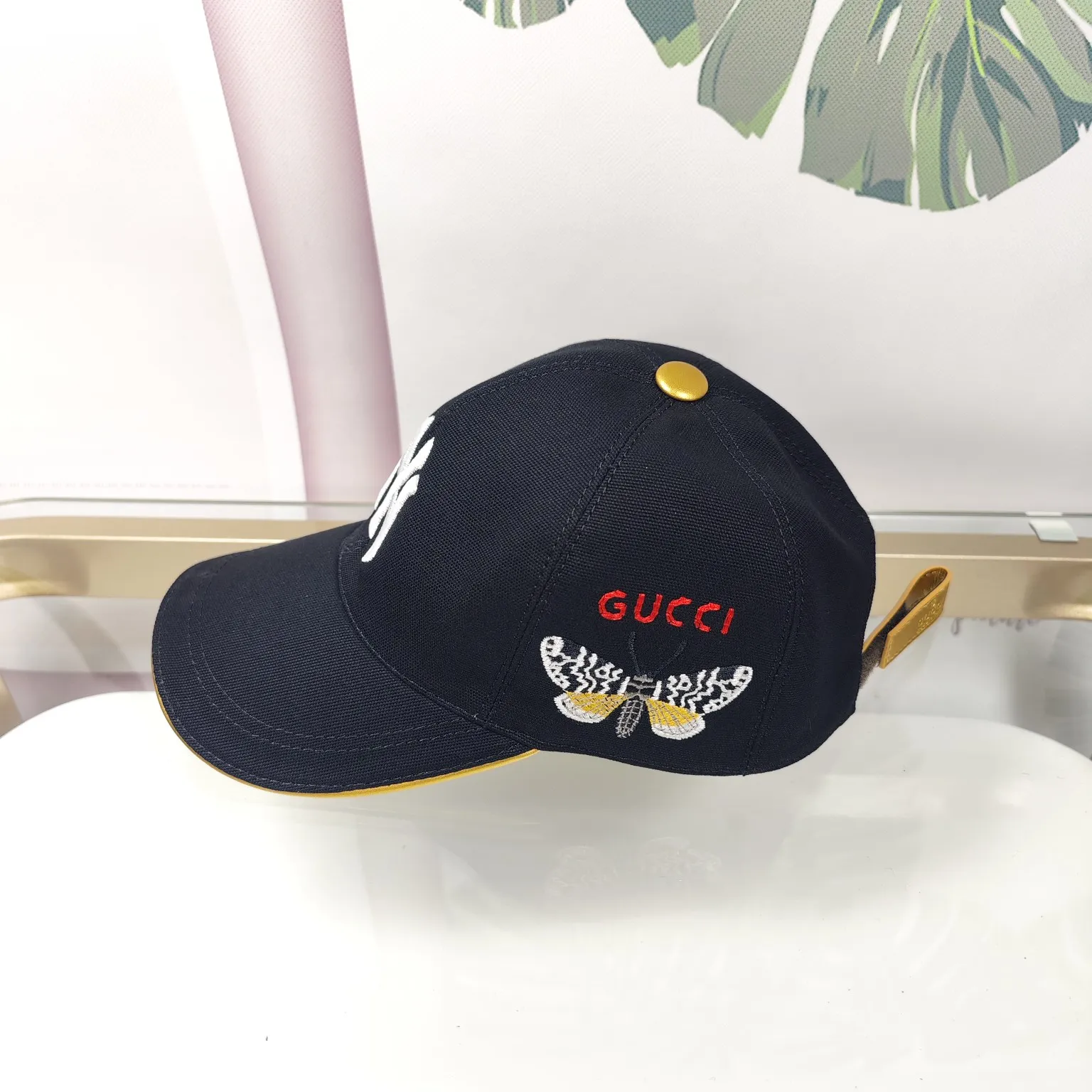 Batch 90, high quality, GUCCI co-branded NY high version original single embroidery🦋Butterfly official website same baseball cap