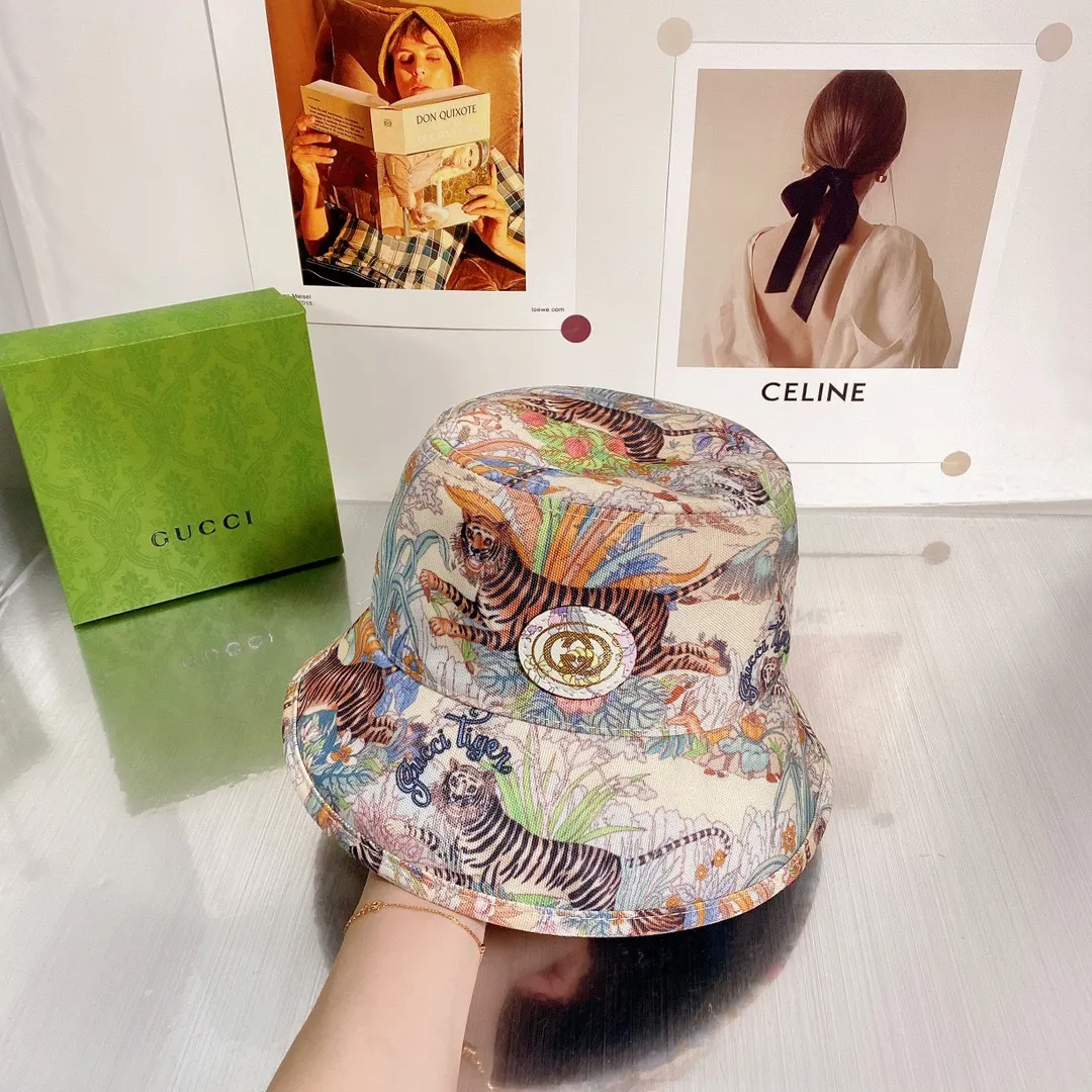 Special P80💛 comes with dust bag. [GUCCI Gucci] 2022 spring new counter synchronized tiger pattern bucket hat, perfect details, men's and women's models, super brand, easy to match!